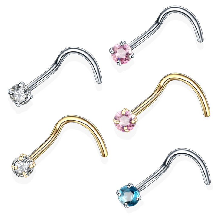 1C Steel ose ings ostril Earring iercings Crtal azir Screw iercings rong em ose Stud ings o Jewelry etainer 20