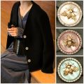 6pcs Rhinestones Diamond Decor Metal Gold BEE Buttons for Clothing Luxury Coat Cardigan Sweater Sewing Needlework accessories. 
