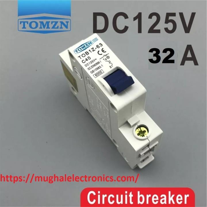 1 Pole 125V 32A DC MCB Short Circuit Breaker for Electric Bike Solar System & Lithium Battery