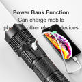 Super Bright Rechargeable LED Torch Digital Power Indicator, Telescopic Zoom, 1.2 KM Range, Power Bank Supported- 8800 mAh. 