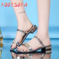 【FOOT SOFA】Women's Ladies Summer Crystal Flat Beach Sandals Roman Shoes Slippers. 