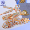 Pack of 3 Diamond Metal Hair Clips Hair Pins Fancy Stylish for Girls Comb Scissor Feather Style Golden and Silver. 