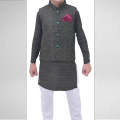 Boys Green Kurta Pajama with Sequence Embroidery Waistcoat RJ-KIDS171. 