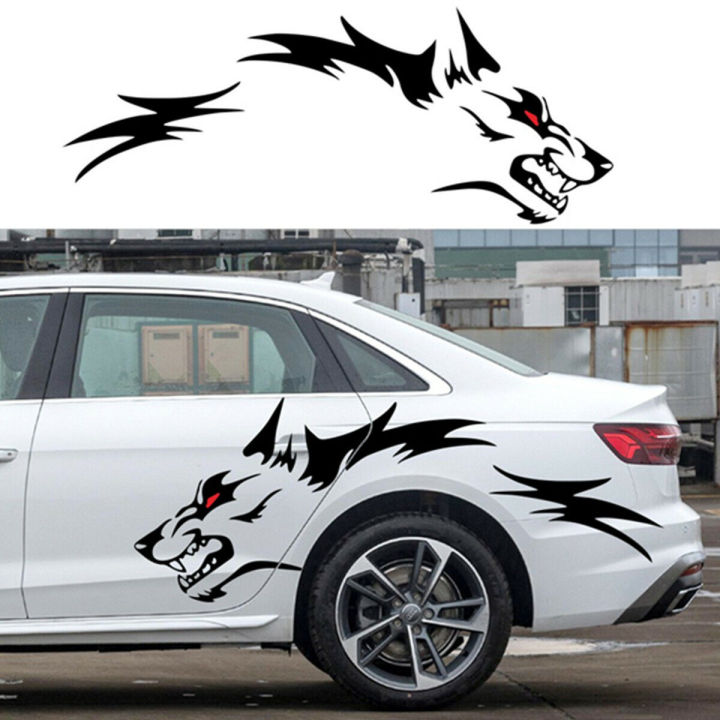 80×71CM Running Wolf Vinyl Sticker Car Side Door Rear Wheels Trim Decal Black