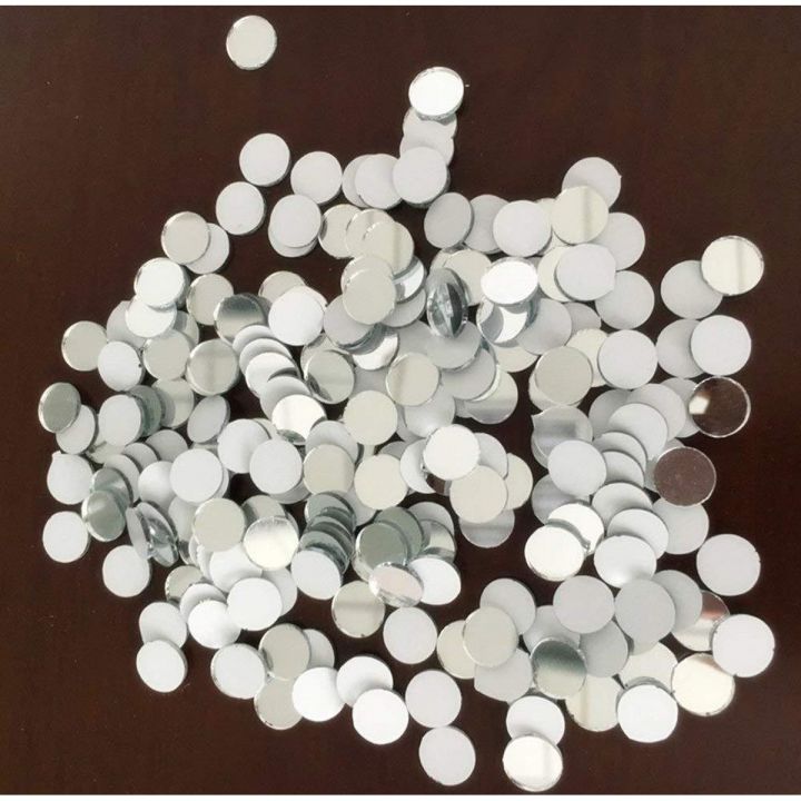 Set of 400 Pcs Small Round Glass Crafts, Real Glass Mirror Mosaic Tiles (1x1cm)