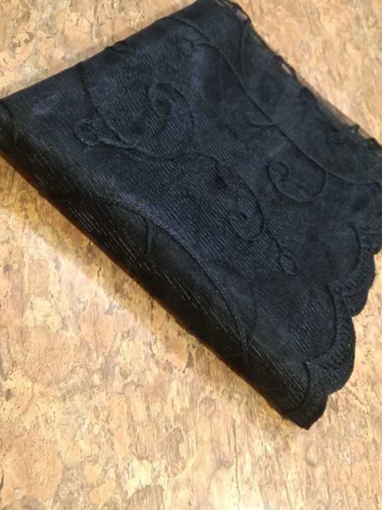 Fine Embroidery Net Dupatta Black color