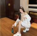 Sxy Off shoulder Top Women Button up White Shirt Long sleeve Chiffon Blouse With Chain Ladies Office Casual Night wear Nighty Party wear Top. 