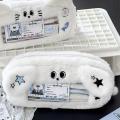 Large capacity White Plush Pen Bag Cute Design  Pencil Case Stationery Pouch for For Students For Writers School Supplies Office Organizing Gift for Women ﻿. 