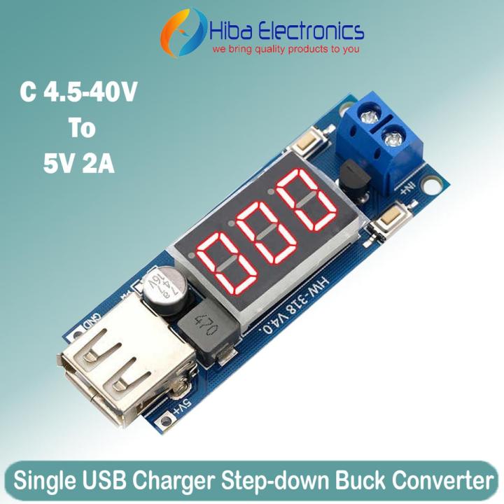 DC 4.5-40V To 5V 2A USB Charger DC-DC Step-down Buck Converter Voltmeter Module