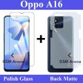 Back Matte Protector For Oppo A16 | Oppo A16 Polish Tempered Glass. 