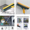 Floor Scrub Brush with Long Handle, Adjustable Magic Broom Brush 2 in 1 Cleaning Scrub Brush 120 Degree Triangular Rotating Brush Head Removable Crevice Cleaning Brush with Squeegee. 