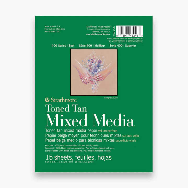 Strathmore Series 400 Mixed Media Pad Toned Tan 300gsm - 6 x 8 inch - 15 Sheets