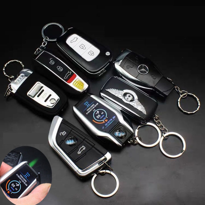 Car Key Style Keychain Lighter (Green Flame) Car Keychain Lighter