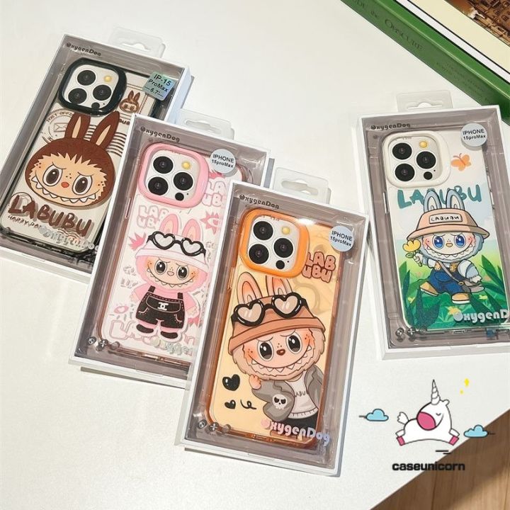 Cute Labubu Couples Funny Painting Cartoon LABUBU Case Compatible for IPhone 16 15 12 13 14 11 Pro Max XR X 7Plus XS Max 7 16 15 14 8 Plus SE 2020 Trend Brand Transparent Soft Case