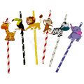 JUNGLE THEME PAPER STRAWS - PACK OF 6 PAPER STRAWS - JUNGLE THEME PARTY TABLEWARE. 