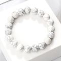 High-Quality Natural Stone Bracelets For Men, Couple Distance Beads Black Lava Rock Stone, White Stretch Charm Strand Bracelet For Boys And Girls, Men Jewelry. 