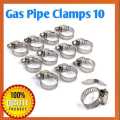 Stainless Steel Adjustable Gas Pipe Hose Pipe Clamps 10 Pcs Pack (Safety Clips). 