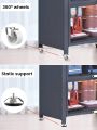 Kitchen Home Storage Organizer Cabinet Shelves with Doors & Wheels. 