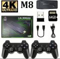 M8 Wireless Retro Game Console / X2 plus Wireless Retro Game Console Plug and Play Video Game Stick, Built in 20000+ Games, 9 Classic Emulators, 4K High Definition HDMI Output for TV with Dual 2.4G Wireless Controllers (64G Memory Card). 