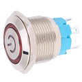 2pcs 12~24VDC Push Button Switch 19mm Round 4PIN Self Reset with Light Power Pattern. 