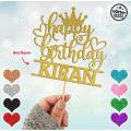 PERSONALISED Happy Birthday Glitter Cake Topper For Party Celebration, Birthday Decoration, Customized topper with ANY Color, ANY NAME, ANY AGE. 