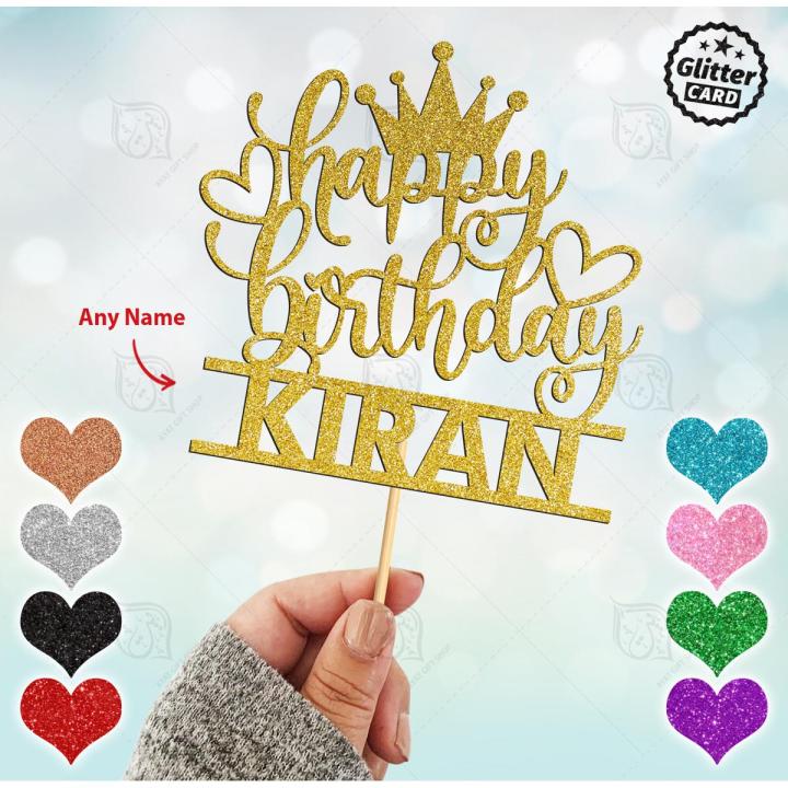 PERSONALISED Happy Birthday Glitter Cake Topper For Party Celebration, Birthday Decoration, Customized topper with ANY Color, ANY NAME, ANY AGE