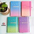 Hard Cover Wallpaper Diary Multicolor Large Size Diary For Girls-Notes & Ideas Gold Foil Details Travel Journal Notepad 180 Pages Notebook-3783. 