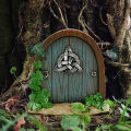 Garden Tree Decoration Adorable Delicate Wooden Door Sculpture. 