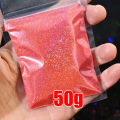 50g Laser Silver Holographic Nail Powder 0.2mm Chrome Rainbow Glitter Design Nail Art Pigment Rub Dust Fine Nail Glitter 008inch. 