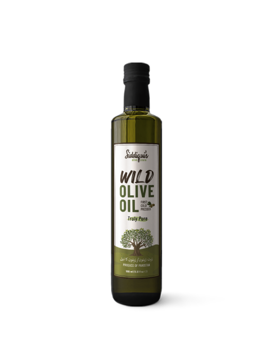 Siddiquis Wild Olive Oil – Cold Pressed (500ml – Glass bottle) – 100% Organic