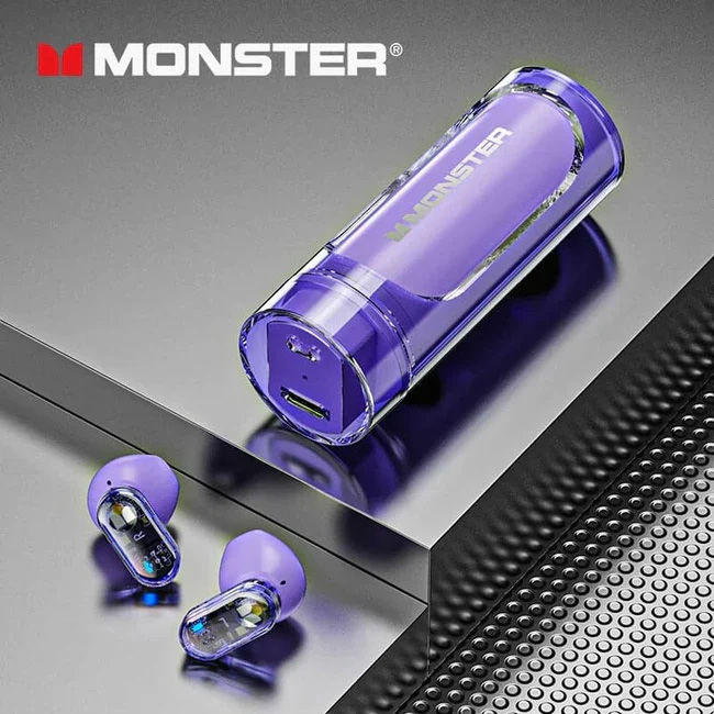 Monster XKT13 Bluetooth Earphones Gaming Headset Noise Reduction Long Standby Earbuds Rotating Transparent Shell Earbuds