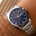 Original Casio - MTP-V006D-2BUDF - Stainless Steel Wrist Watch for Men. 