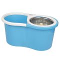 [Steel Wringer] Rotating Spin Mop 360 with Bucket & Wheels - 01 Microfiber Cloth Included (Extendable and Retractable) Steel / Plastic. 
