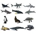 12Pcs Mini Marine Animal Giant Tooth Shark Killer Whale Blue Whale Shark Penguin Dolphin Model Toy. 