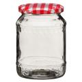 Clear Glass Jar with Red Gingham Lid - 630ml - Premier Home. 