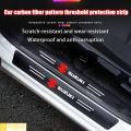SUZUKI LOGO CARBON FIBER SILL PROTECTOR 4 Pcs -SCUFF PLATE CARBON FIBRE, PROTECT DOOR ANTI SCRATCH FOR CARS (SUZUKI). 