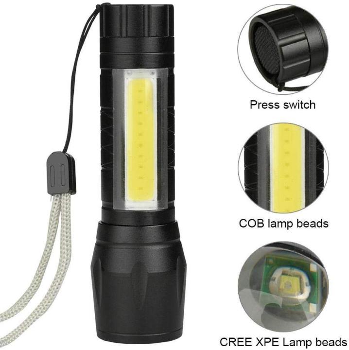 USB Rechargeable Flashlight T6 Tactical Mini 350 Lumens Portable Zoomable with 3 Light Modes