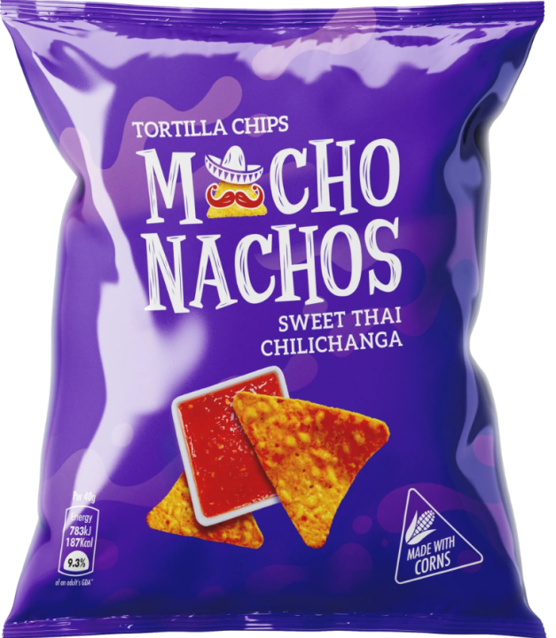 Macho Nachos 38g – Bold & Crunchy Nachos in 5 Exciting Flavors | Sweet Thai Chilichanga, Hickory BBQ, Cheesesome, Salt & Pepper, Hotlicious - Imported Crispy Snacks