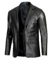 Black Leather Blazer Jacket for Men. 