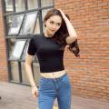 OIMG Small Half High Neck Short Sleeve Women'S Wear T-Shirt Clothes Tight And Thin Bottom Shirt Spring And Summer. 