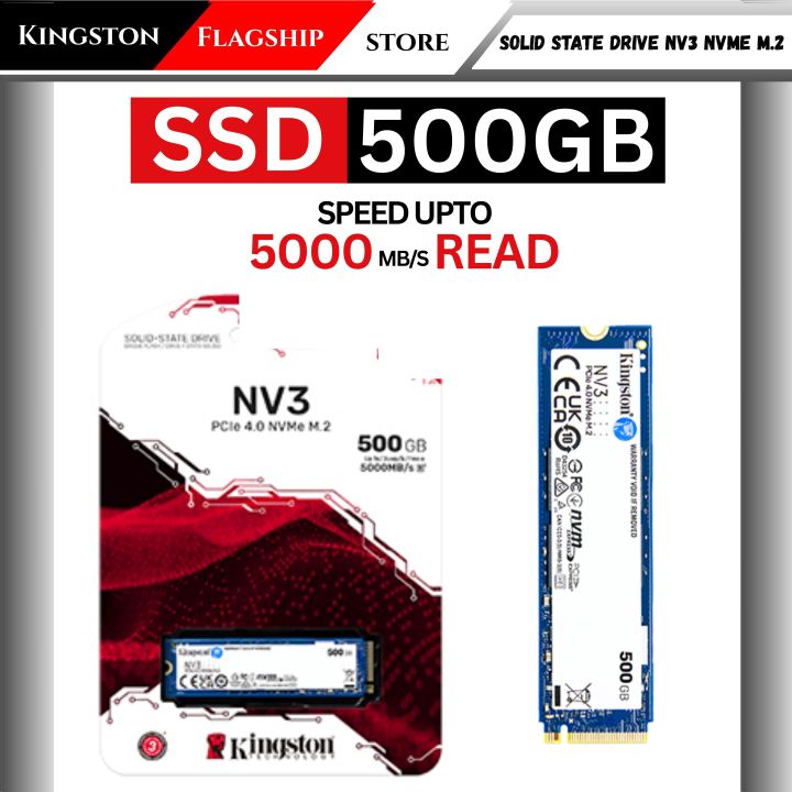 Kingston M.2 SSD NVMe 500/1000/2000/4000 GB - NV3 PCIe SSD - 3 Years Warranty