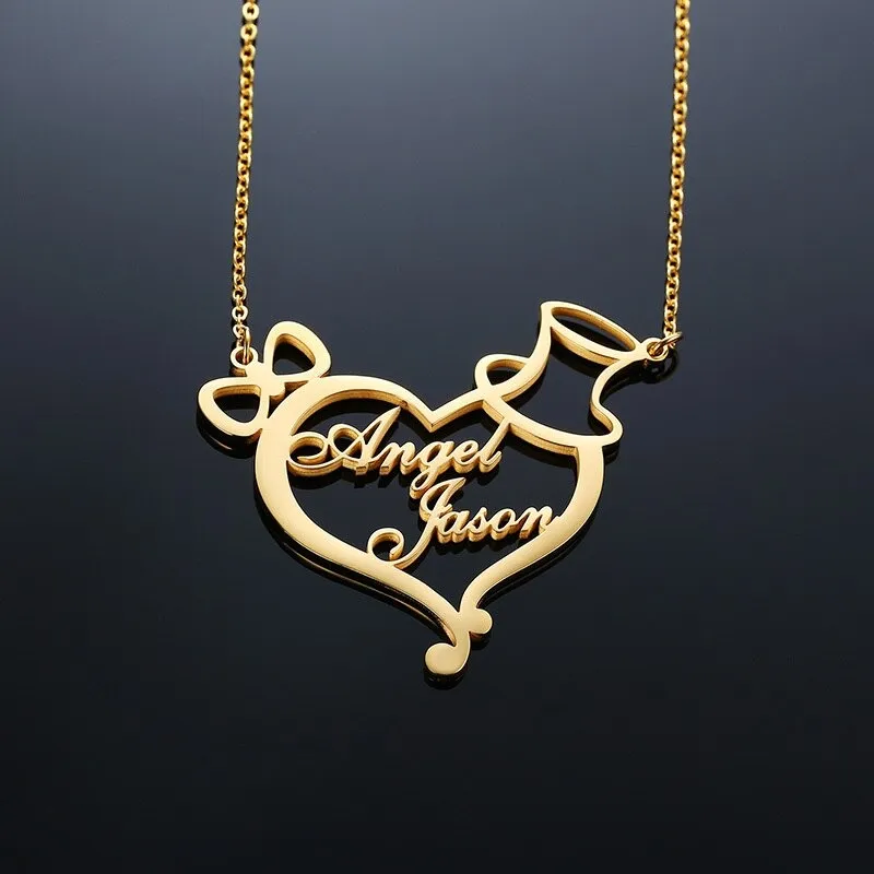 Buy gold plated name necklace latest design for bride to be on