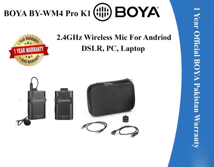 1 Year Warranty - BOYA Universal Wireless Lavalier Microphone BY-WM4 Pro K1 Compatible with DSLR Camera Smartphone