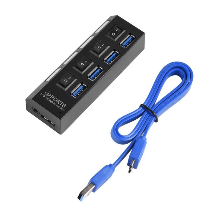 New%20High%20Speed%20Usb%203.0%20Hub%204%20Ports%20Speed%205gbps%20With%20On/off%20Switch%20And%20Cable%20Universal%20For%20Pc%20Lap%20Computer%20Desk%20Black%20-%20Image%202