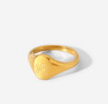 Stylish 18K gold-plated waterproof stainless steel ZODIAC12 Astrology Ladies & Men Gold Seal ring. 