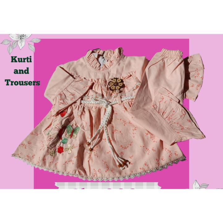 baby girl party dress/ eid dress/ cotton frock style kurti and plazo / cute summer wear/ baby doll / kids fashion/ infant costume /infant dress /kid dress/ toddler dress