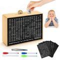 New Wooden Money Saving Box Handmade Crafts Cash Vault with Saving Money Goals Counter Reusable Piggy Bank Helps The Habit of Saving. 