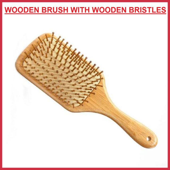 100% Bamboo Hair Brush, Square Brushes for Hair - (Large Size Brush), Wood Hair Brush, Large Square Paddle Brush Wood Massage Brush with Wood Bristles, Soft Paddle Styling Brush, Wood Brush, Male Organic Brush,Hairbrush for Women |  Hair Accessories