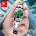 OLEVS watch for women original waterproof fashion diamond dial luminous calendar Stainless steel relo for women Women Casual Watches 9945. 