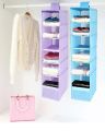 Home Storage Organization Multi-layer 6-shelf Polyester fabric wardrobe clothing closet hanging mesh sorting organizer. 